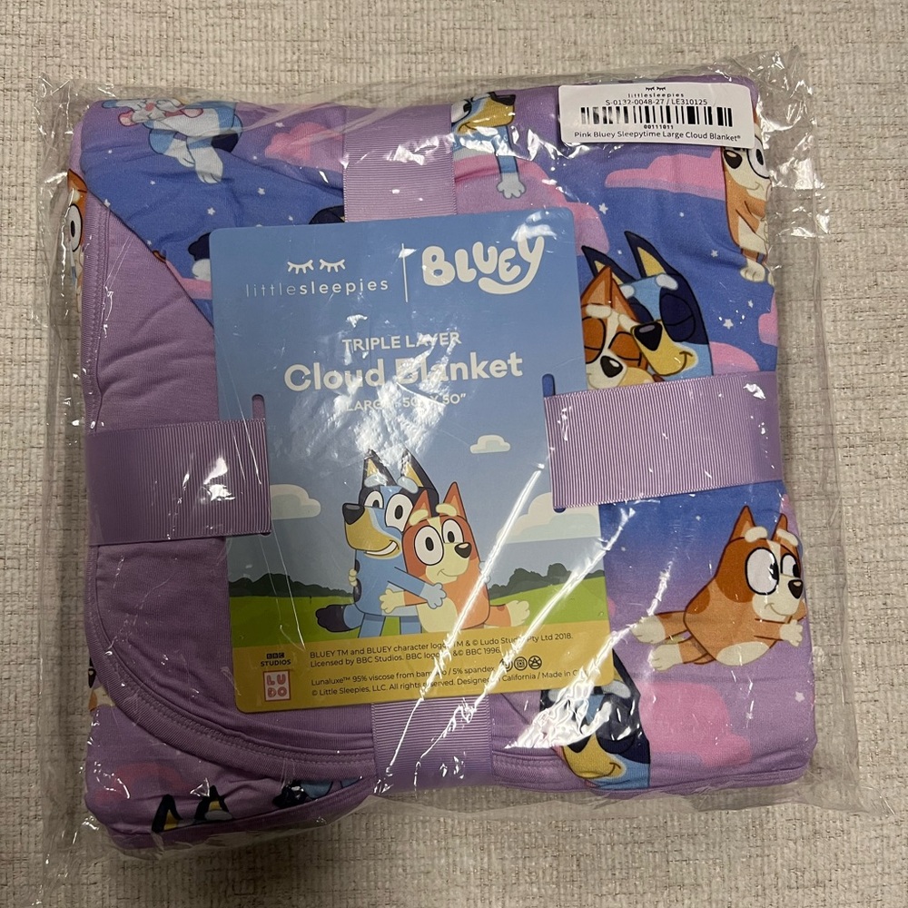 Little Sleepies Bluey Purple and Blue Blanket